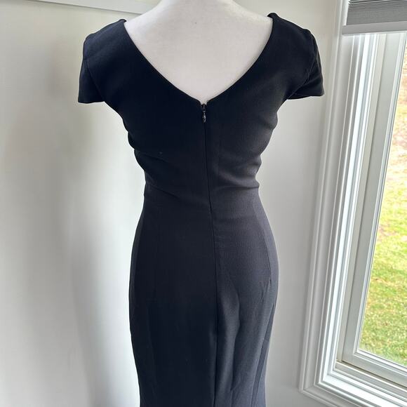 Dress The Population Karla XS Black Evening Formal Gown Long Slit V-Neck Dress - Picture 10 of 12